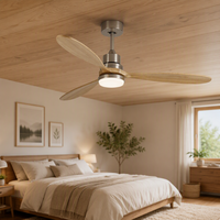 Ventilateur de plafond électrique à moteur DC réversible, 52 pouces, 3 pales en bois massif, télécommande pour hôtel et usage domestique