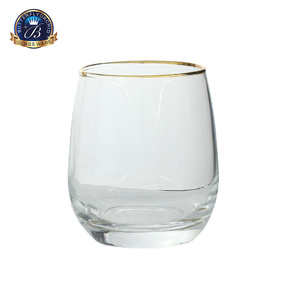 6 أكواب زجاجية على شكل بيضة أكواب شرب زجاجية للمياه بحافة ذهبية - Product Image 2