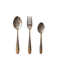 Ensemble de couverts en acier inoxydable avec décor doré, multicolore, or/argent bicolore, vaisselle de table occidentale pour la maison, en gros