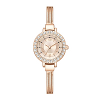 Montre-bracelet élégante pour femme à cadran champagne 2026, chiffres arabes, mouvement à quartz, design diamant, résistante à l'eau 3 ATM