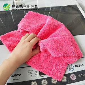 Serviettes de cuisine en polaire corail 30x40cm carrées, couleur unie, absorbantes, sans peluches, pour le nettoyage - Product Image 3