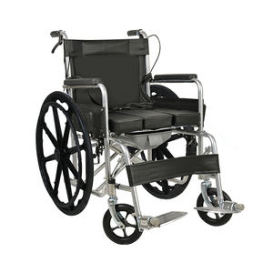 Silla de ruedas plegable portátil de doble cojín para discapacitados, muebles de hospital fáciles de llevar con ruedas - Product Image 5