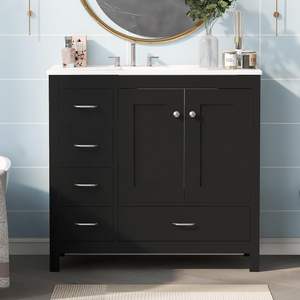 Berbagai gaya Vanity kamar mandi berdiri di lantai dengan wastafel dapat disesuaikan untuk menghasilkan set kabinet kamar mandi mewah - Product Image 2