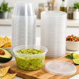Couvre-gobelets en plastique transparent de 4 oz, sans BPA, compatibles micro-ondes, 50 ensembles |   Sauces, vinaigrettes, condiments, échantillons, collations, contrôle des portions - Product Image 5
