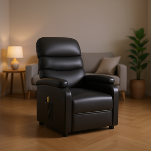 Sillón de masaje para todo el cuerpo, con enchufe de 110-240v, para uso doméstico, cuero sintético negro, comodidad y relajación - Product Image 2
