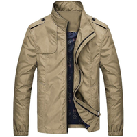 Blouson de printemps pour hommes OEM décontracté col montant fermeture éclair couleur unie respirant coupe-vent peigné avant logo vêtements de travail