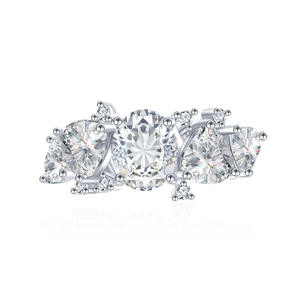 SPJ cincin pertunangan wanita perak klasik 925 cincin pernikahan tidak pudar hijau zirkonia kubik berbentuk tetesan air janji terbuka untuk pesta - Product Image 2