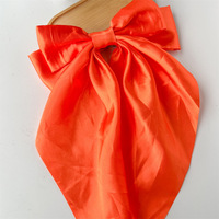 Offre Spéciale femmes Simple à la mode Long ruban cheveux Barrette couleur unie grand Satin cheveux arc