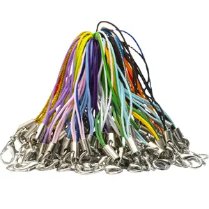 100 cordão colorido poliéster único laço lagosta telefone móvel corda artesanato cadeia diy celular chaveiro pingente