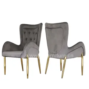 Set Kursi Sofa Royal untuk Furnitur Ruang Tamu, Kursi Ruang Tamu Silla Plas43modern Abu-abu Hitam Berumbai dan Kursi Ruang Tamu Emas