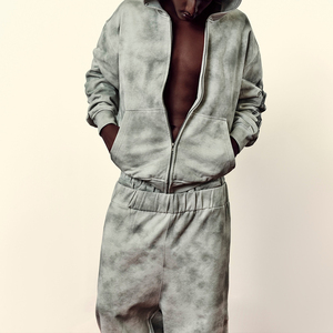 Custom Breathable Cotton Dirty Washed Double Waist Sweatpants <b>Hip</b> Hop Design Men's Rhinestone Pants Factory Wholesale - Product Image 5