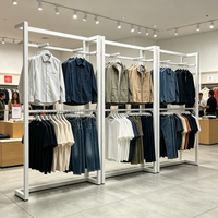 Porte-vêtements double couche en métal Mingtang, support de présentation de vêtements en acier blanc pour magasin de détail