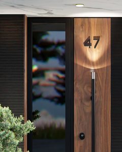 Porta d'Ingresso Moderna di Lusso in Legno e Metallo con <span class=keywords><strong>Vetro</strong></span> Laterale, Grande Porta Girevole Centrale in Alluminio - Product Image 5