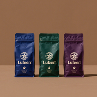 25Og 50Og Pochette à fermeture éclair debout à fond plat recyclable de qualité supérieure avec valve Sacs à café Emballage d'aliments