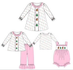 Conjunto de pijama navideño para hermanas, camisón de manga larga con estampado de puntos, conjuntos de ropa para niños pequeños - Product Image 2