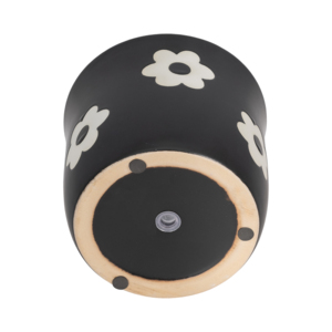 Vaso da fiori rotondo in ceramica con fiori bianchi, finitura nera opaca, per piante da interno, decorazione per la casa, giardino, patio, ingresso. - Product Image 6