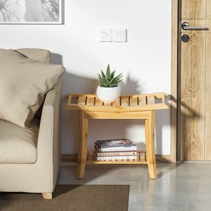 Spa băng ghế gỗ ghế phân chân phần còn lại cạo râu phân với Non-Slip feets và lưu trữ Kệ tre tắm băng ghế dự bị - Product Image 3