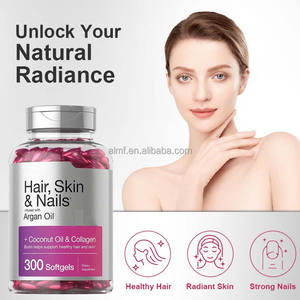 Arganolie Kokosolie Collageen Geïnfuseerd 5000mcg Biotine Multivitamine & Mineraal 300 Softgel <span class=keywords><strong>Capsules</strong></span> Voor Haar Huid & Nagels Schoonheid - Product Image 2