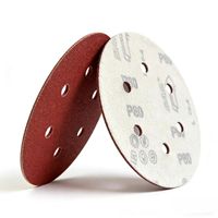 Disque de ponçage rouge haute densité, grain 100, 6 trous, papier abrasif floqué pour le conditionnement des surfaces