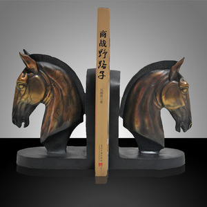 Horse Head Bookends Metal Bronze 120x120x220mm Office Desktop Decorative Craft - Product Image 1