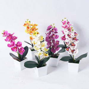 Orchidée Phalaenopsis en soie de 28 cm, plante artificielle en pot réaliste, décoration pour la maison, fête des mères, Yiwu Datuo Florist - Product Image 1