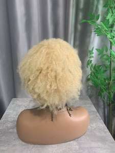 CF398 <span class=keywords><strong>Peluca</strong></span> de Cabello Humano Virgen Brasileño con Encaje Completo, Rizado Afro Kinky, Rubio 613, para Trenzas y <span class=keywords><strong>Rastas</strong></span>, 10 Pulgadas - Product Image 1