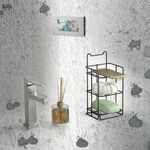 Porte-savon double couche en acier inoxydable noir, support de douche mural à ventouse pour salle de bain d'hôtel - Product Image 3