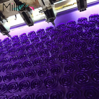 Großhandel 3D Satin-Rosetten-Stickstoff DIY Braut Hochzeits-Tischdecke Vorhang Hintergrund Gangläufer Teppichstoff
