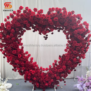 Arche de fleurs artificielles en rose rouge LEDA 2m, fabrication artisanale, personnalisation privée, arche florale en forme de cœur pour les propositions de mariage, toile de fond - Product Image 1