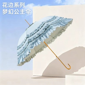 Parapluie Lolita à volants superposés, design princesse, 8 baleines en alliage, résistant aux UV, ouverture manuelle, design mignon, pour fêtes, utilisation ensoleillée et pluvieuse - Product Image 2