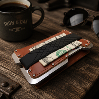 Portefeuille en aluminium anti-RFID Boshiho, porte-cartes en cuir Crazy Horse, bande élastique, portefeuille fin pour homme, logo personnalisé