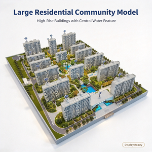 Modello Espositivo per Pianificazione di Comunità Residenziali di Grandi Dimensioni con Torri a Più Piani, Elemento Acquatico Centrale e Sistema Stradale con Corridori Verdi - Product Image 3