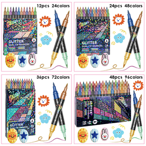 Pennarelli Acrilici Foska Non Tossici Multicolore, Set da 12 24 36 48 Pennarelli Glitter <span class=keywords><strong>a</strong></span> Doppia Punta per Disegno, per Bambini e Studenti - Product Image 2