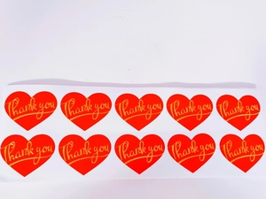 Custom Heart Shaped Red Color Packaging Thank You Cards and <b>Stickers</b> - Product Image 4
