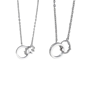 Double Ring Necklace Zinc Alloy Geometric Lovers Charm Gift For Couples - Product Image 5