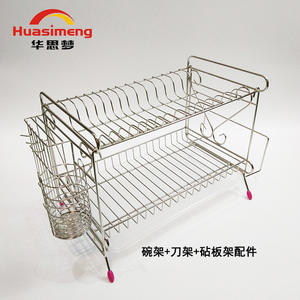 Escurridor de Platos Cuadrado de Doble Capa de Acero Inoxidable Huasimeng, Tamaño L, Secado Rápido, Almacenamiento de Cocina HS-005 - Product Image 3