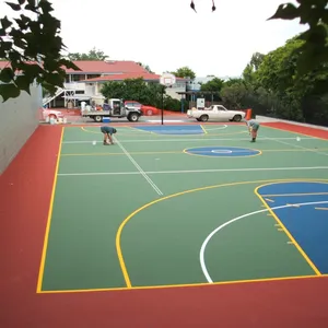 Outdoor Silicon PU Sports Flooring Surfaces Mixed Acrylic Material