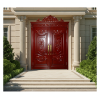 Porte d'entrée extérieure à double ouverture en bois massif de conception traditionnelle de la marque Binbin, peinture au four à base d'eau écologique, imperméable, taille personnalisée