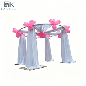 ขาตั้งฉากหลังแบบปรับได้พร้อมราวแขวนผ้าม่านและฐานโลหะ - Product Image 1
