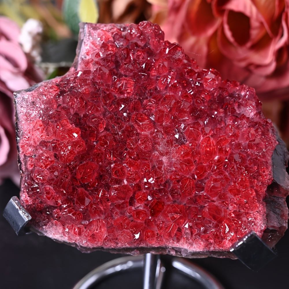Colored wine-red crystal clusters