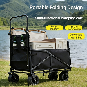 Hikeon 2-in-1 Portable Quick-Release Steel Folding Bed &amp; Four-Wheel <strong>Cart</strong>-Dual-Use Design for Camping <strong>Beach</strong> &amp; Garden - Product Image 1