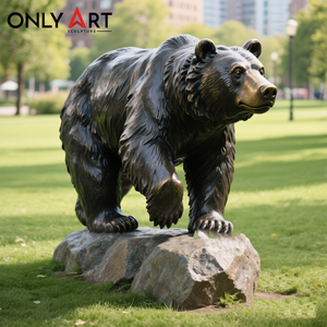Scultura di Animale Selvatico in Metallo a Grandezza Naturale per Giardino Esterno, Statua di Orso <span class=keywords><strong>Grizzly</strong></span> in Bronzo - Product Image 1