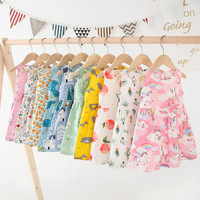 Abiti estivi per bambina abiti per bambini abiti senza maniche con stampa carina Flower Girl Dress abiti da compleanno per bambini per ragazze