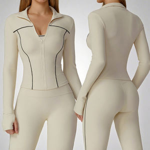 EWT2036 Women's Breathable Comfortable Zip-Up Quick Dry Athletic <b>Workout</b> Skinny Fit Gym Sport Yoga <b>Jacket</b> Leopard Print Front - Product Image 3