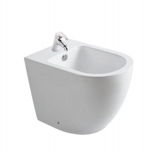 Bidet en céramique blanche avec réservoir encastré et robinet chromé pour hôtel et maison - Product Image 3