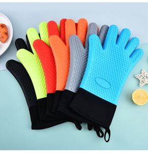 Gants en silicone résistants à la chaleur doublés de coton, cinq doigts, en forme de cœur, imperméables, compatibles lave-vaisselle, design moderne, mitaines de four - Product Image 1
