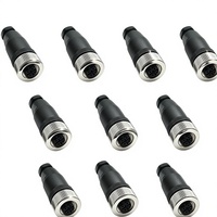 Connecteur mâle M12 étanche IP67 à 4 broches, droit, rond, en TPU, avec contacts en cuivre plaqué or pour capteurs et actionneurs