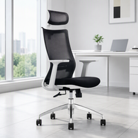 Chaise de bureau exécutive moderne et abordable avec support lombaire, appui-tête, design ergonomique, hauteur réglable, en tissu maillé, pivotante, pour bureau à domicile