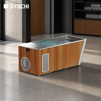 Baignoire de plongeon froid avec refroidisseur d'eau, bain de glace en bois de cèdre, revêtement en acier inoxydable 304, contrôle numérique, filtration à l'ozone pour la récupération