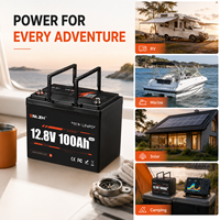 Enlzh 12V 100Ah Mini LiFePO4 Baterai 15000 Siklus Maksimal, Daya 1280Wh, Umur Pakai 10 Tahun, untuk Trailer Portabel